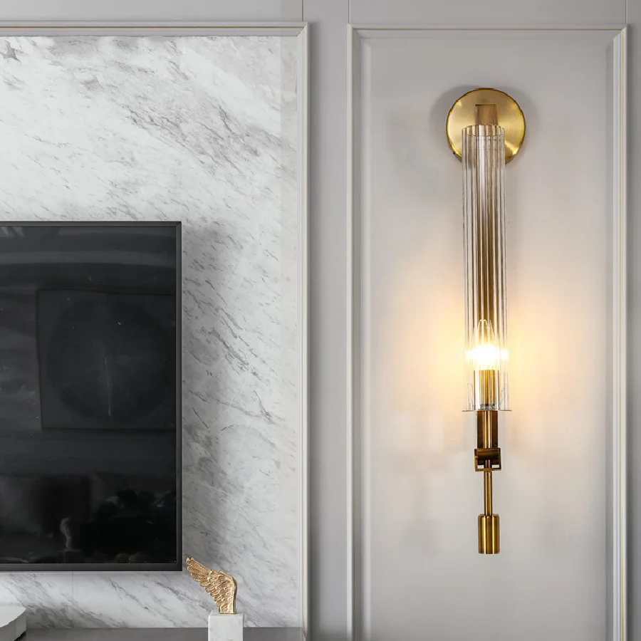 Iwp Luxurious Copper Wall Light Indoor Background Decorative Sconce Lamp For Living Room Aisle Hall Balcony Bedroom Wall Light