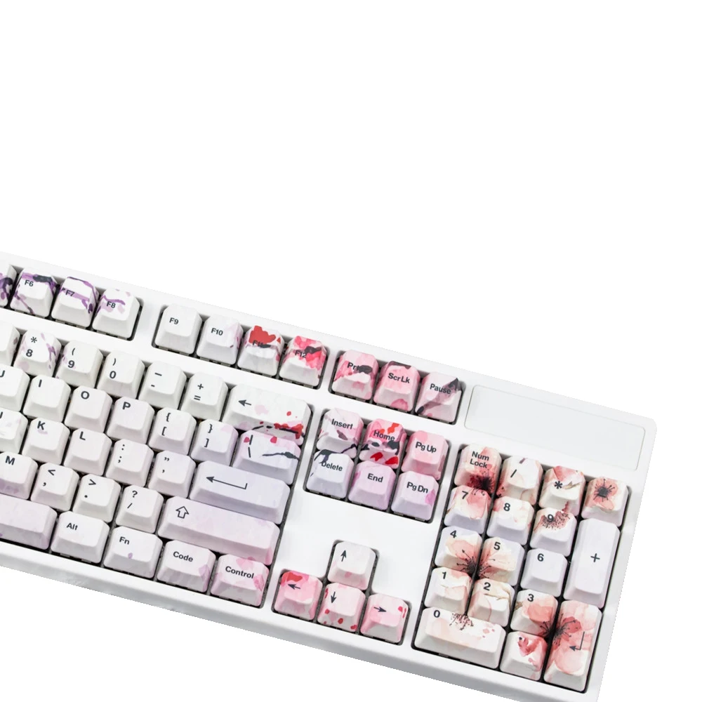 108 Keys/Set Fallen Petals Lie In Profusion Theme PBT Keycaps for Standard Mechanical Keyboards OEM DIY Cherry Blossm Custom enlarge