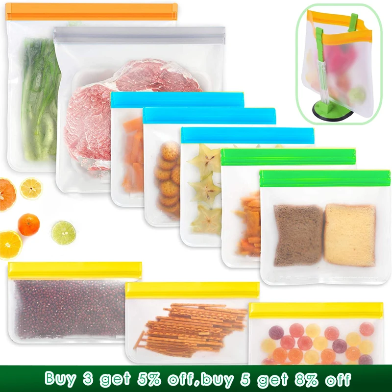 

Reusable Food Storage Bags Ziplock Reusable Leakproof Freezer Bags Gallon Bags For Fruits Vegetables Food Storage Containers