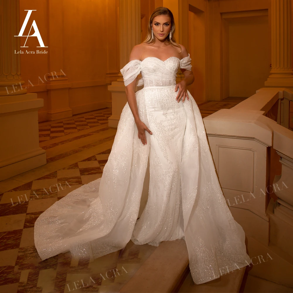 LelaAcra свадебное платье с открытыми плечами 2025 г. милое принцессы-русалки 2 в 1 SM146