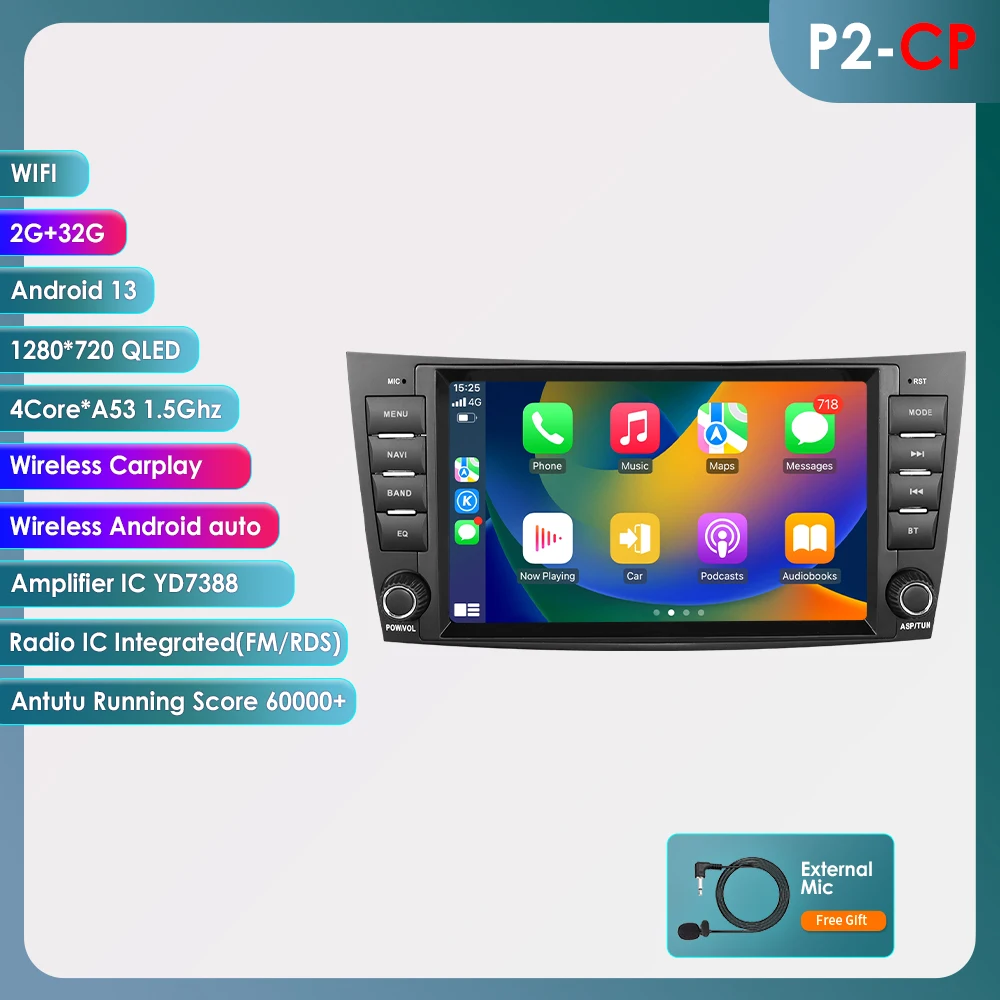 Автомагнитола на Android 12 с GPS стерео для Benz E-Class W211 2002-2009 CLS-CLK-G-Class W463 W209 W219