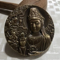 putuo mountain guanyin bodhisattva brass four buddha memorial medals home crafts double sided engraving