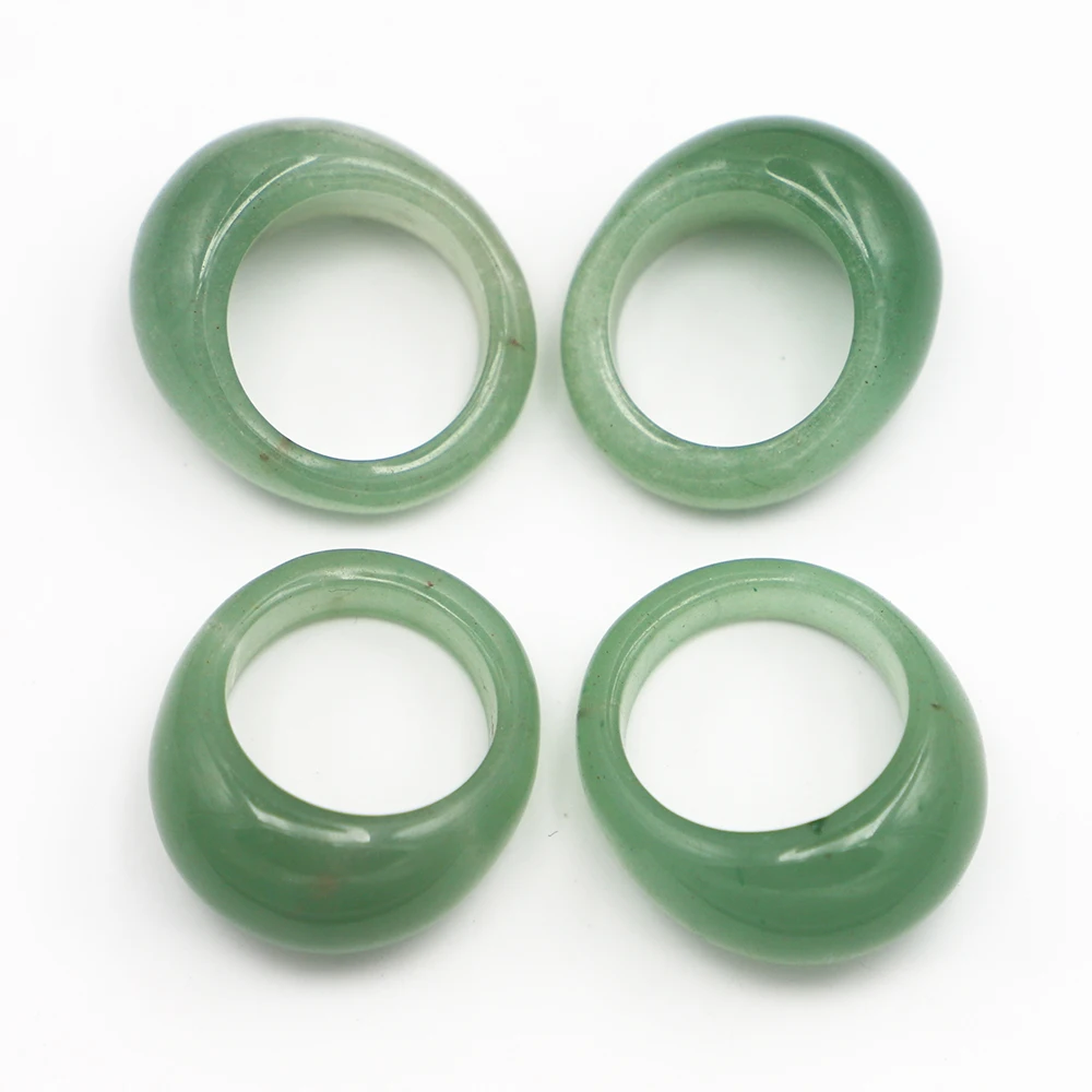 

Reiki New Natural Stone Green Agate Adventure Ring Handle Exquisite Large Hole Face Wide Finger Charm Jewelry Gift 1Pc Wholesale