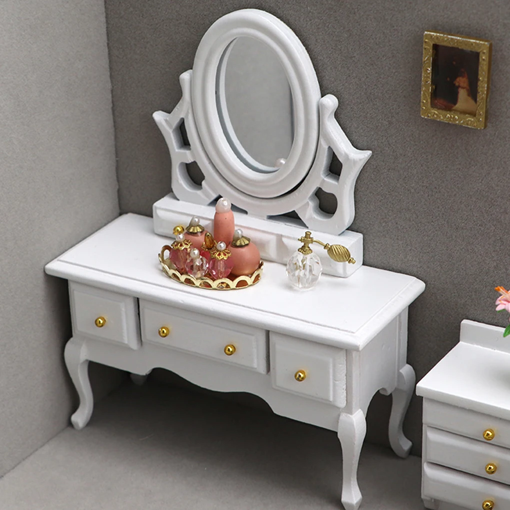 

5 Pieces/Set Doll Home Furniture Removable Smooth Miniature Simulation Bed Bedside Table Plaything Accessories
