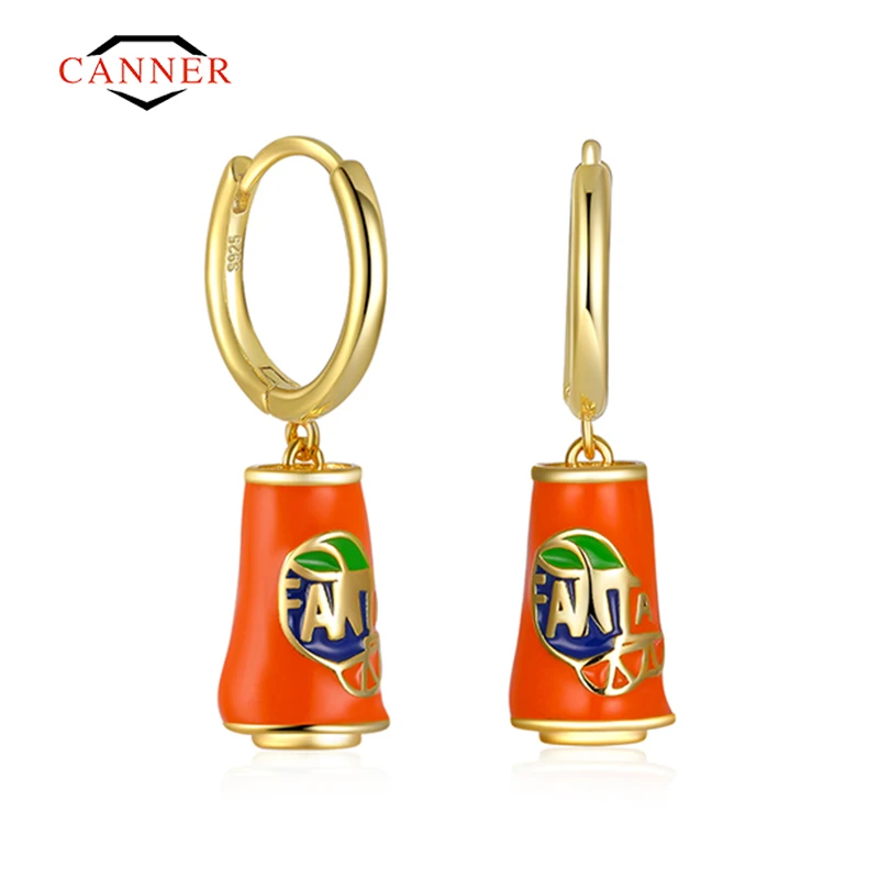 

CANNER 925 Sterling Silver Creative Drop Earring for Women Fun Drink Bottle Hoops Pendant Dangle Earring Fine Jewelry Pendientes