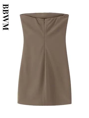 Chocolate Corset Dress Woman Off Shoulder Short Dresses Sexy Vintage Backless 2023 Summer Chic Female Party Mini Dresses