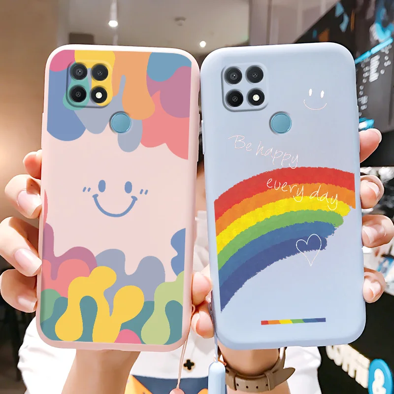 

For OPPO A15 A12 A3S A5S A7 A8 A16 A91 A92S A52 A53 A72 A73 A31 A32 A33 A53 2020 Hand Lanyard Phone Case Soft Silicone TPU Cover