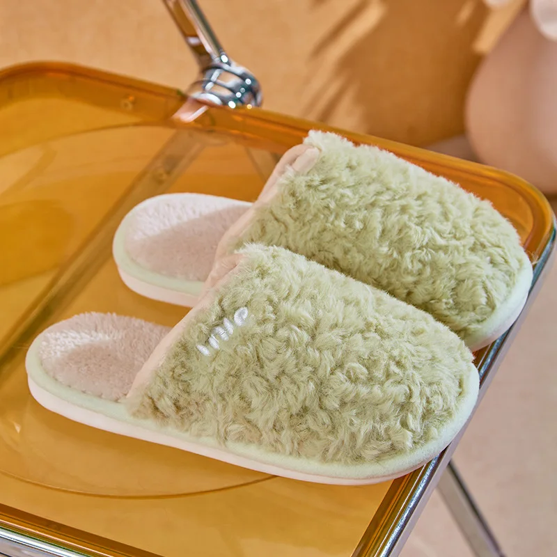 2022 New Soft Sole Slippers Men Women Indoor Floor Flat Shoes Autumn Winter Warm Home Cotton Shoes Plush Bedroom Slides slippers