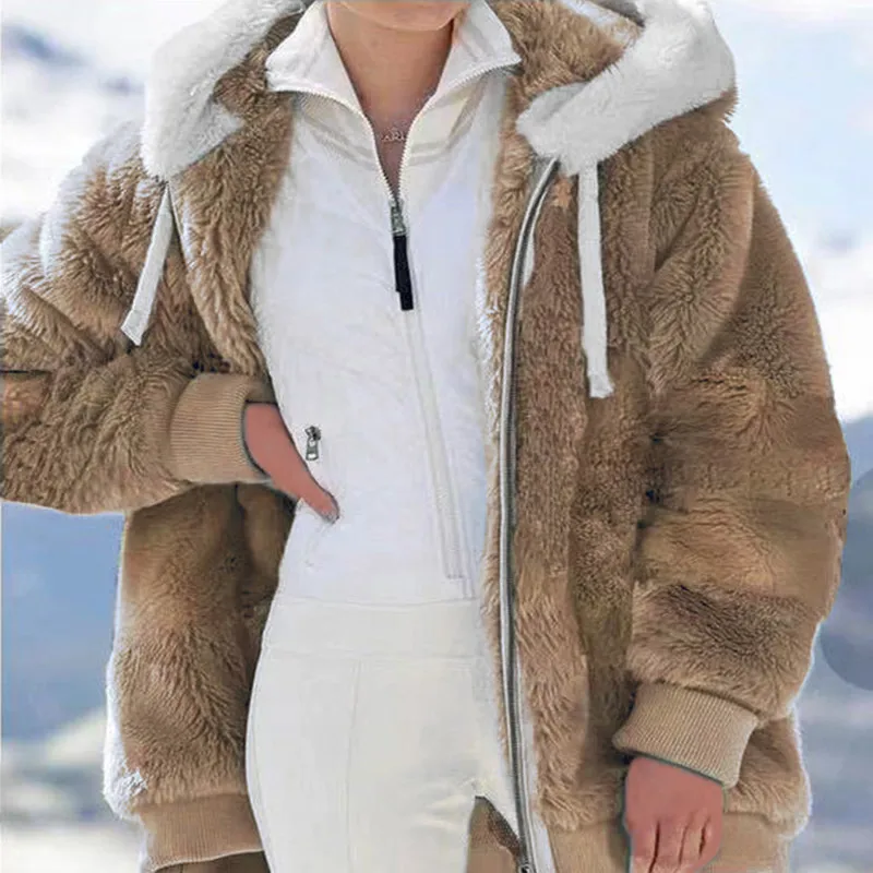 

2023 осенне-зимнее пальто Тедди, Женское пальто из искусственного меха, куртка Тедди с медведем, Толстая теплая флисовая куртка, пушистые куртки, пальто