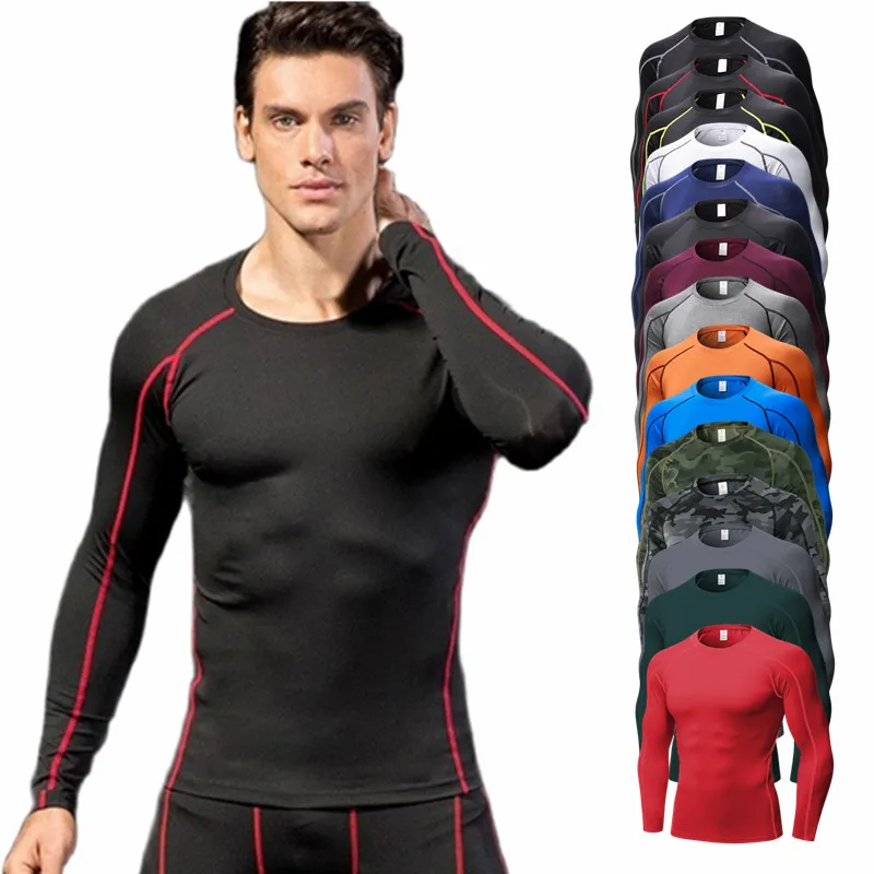 

Men Gym Sport Long Sleeve T Shirts Sweatshirts Compression Tights Training Fitness Weightlifting Running Clothers Jogging Top