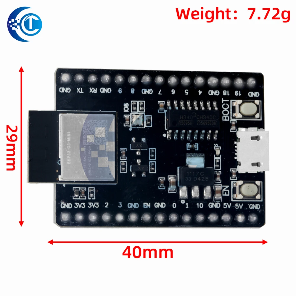 Фото Плата для разработки на базе ESP32‑C3 с модулем ESP32‑C3‑MINI‑1, беспроводной модуль Wi-Fi и Bluetooth 5.0 №3