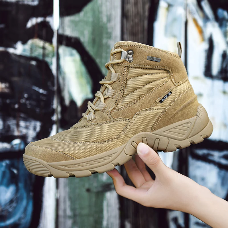 2023 New Men's Military Boots Camo Desert Boots High Top Sports Shoes Men's Anti slip Work Shoes Mountaineering Shoes