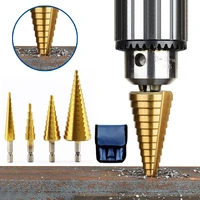 3pcs 4 12mm 4 20mm 4 32mm hss straight groove step drill bit titanium coated wood metal hole cutter core cone drilling tools set