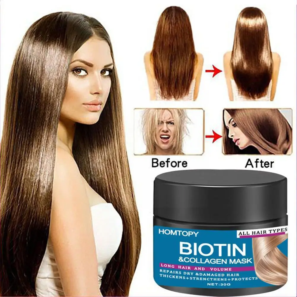 

Коллагеновая кератиновая маска для волос Biotin, сглаживающая, выпрямляющая, лечебная, восстанавливающая кожу головы, уход за здоровьем, красота, волосы Frizzy Soft O9U8