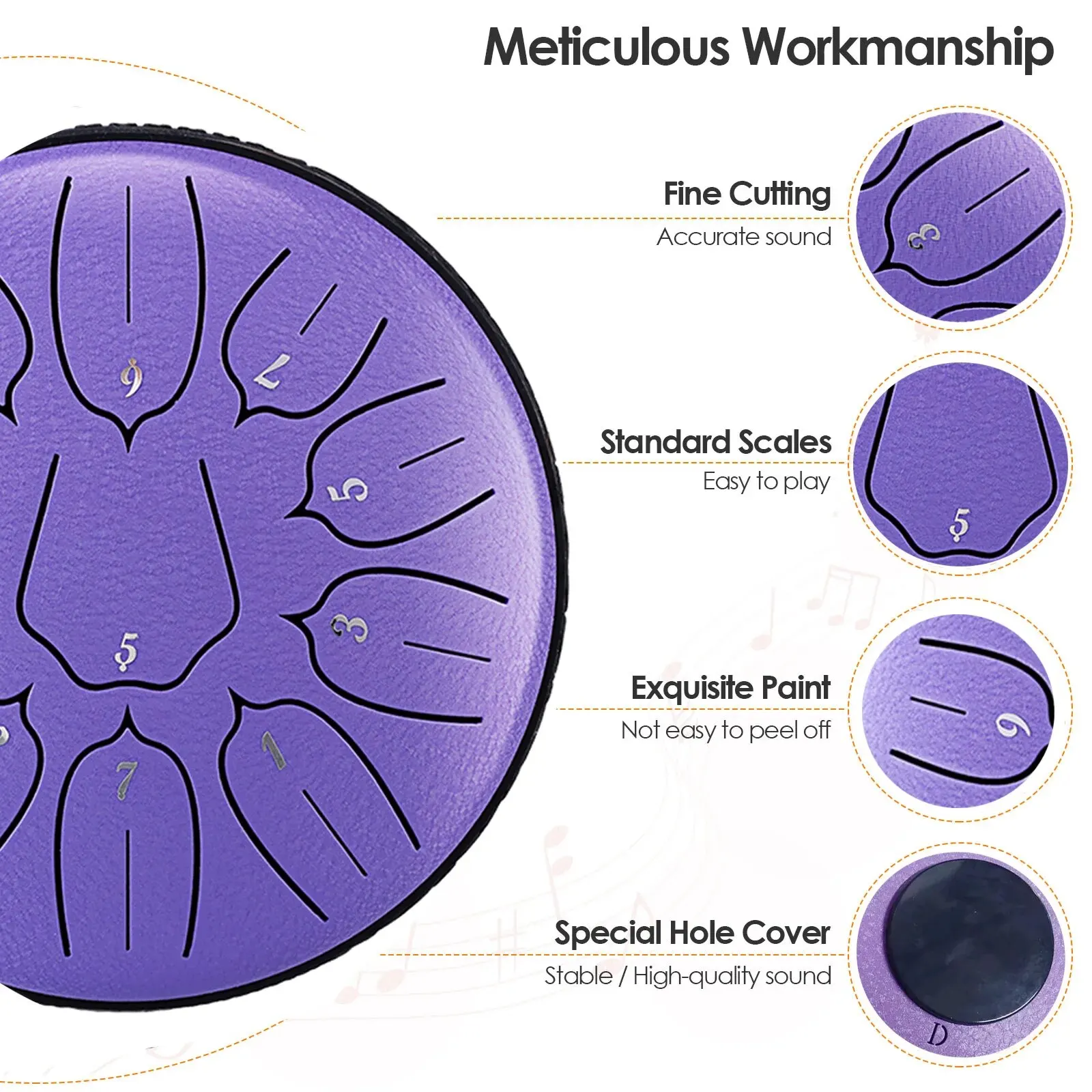 6-дюймовый Стальной Барабан С Язычком 11 Тонов Большой Диаметр Корпус Электронный