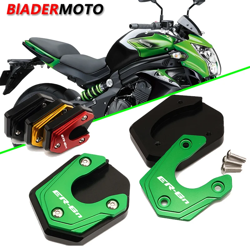 

2023 New Motorcycle Accessories Kickstand Side Stand Extension Foot Pad Support Fit For KAWASAKI ER6N ER 6N ER-6N 2006 - 2014