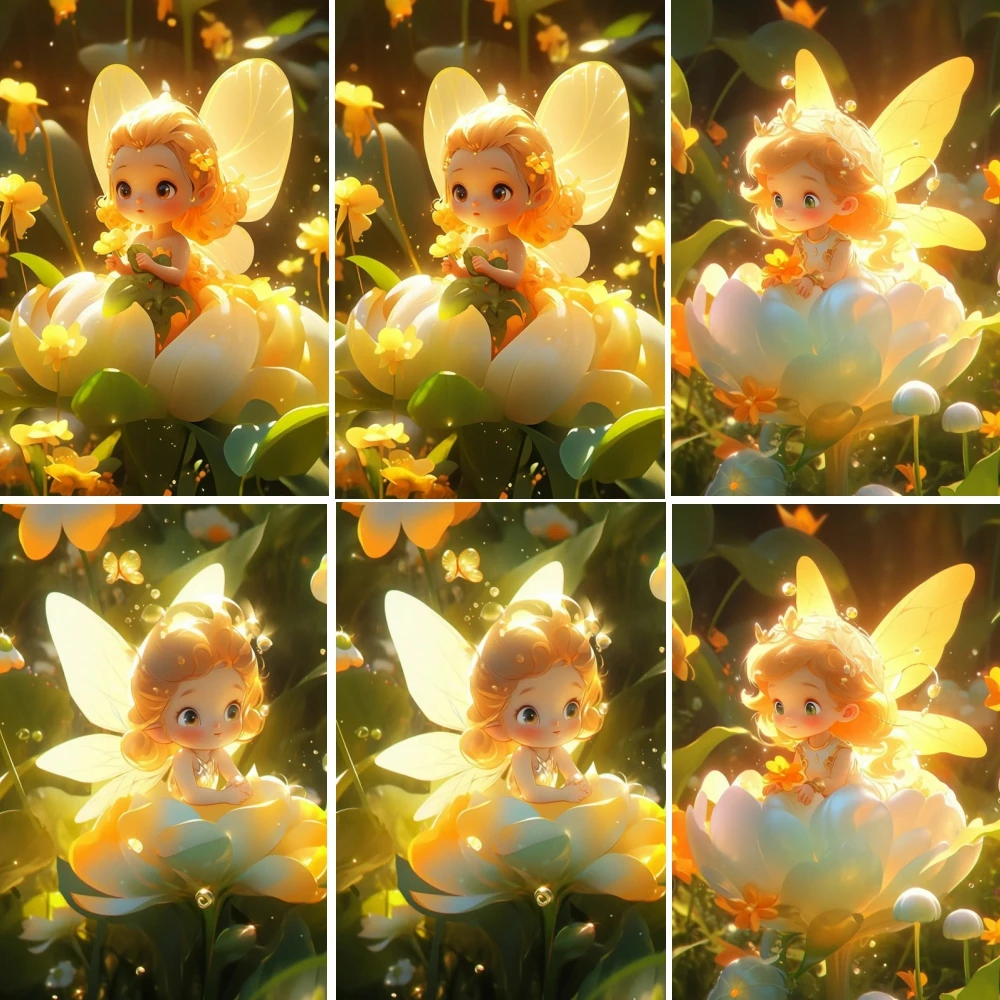 PYABPD 5D Желтый Цветок Фея Принцесса Алмазная Картина Набор с Акриловым Материалом