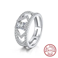 sterling silver ring new 2022 square white gold diamond ring set with diamond cutout