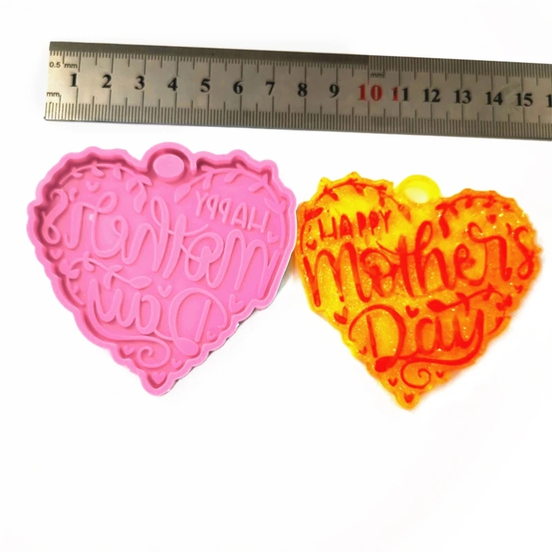 

DIY Shiny Glossy Happy Happy Mother's Day Letters Keychain UV Epoxy Resin Mold Handmade Necklace Pendant Silicone Mould