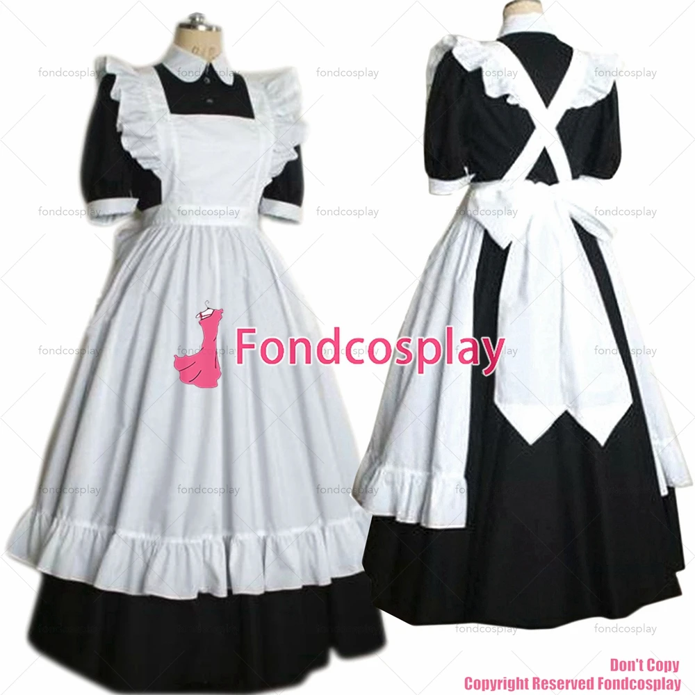 Vestido de algodón de Sissy maid, uniforme Bloqueable, disfraz de cosplay hecho a medida [G2189]