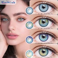 2pcs blue contact lenses with diopters graduated beautiful pupil prescription correct myopia hydrophilic cosmetics accessories