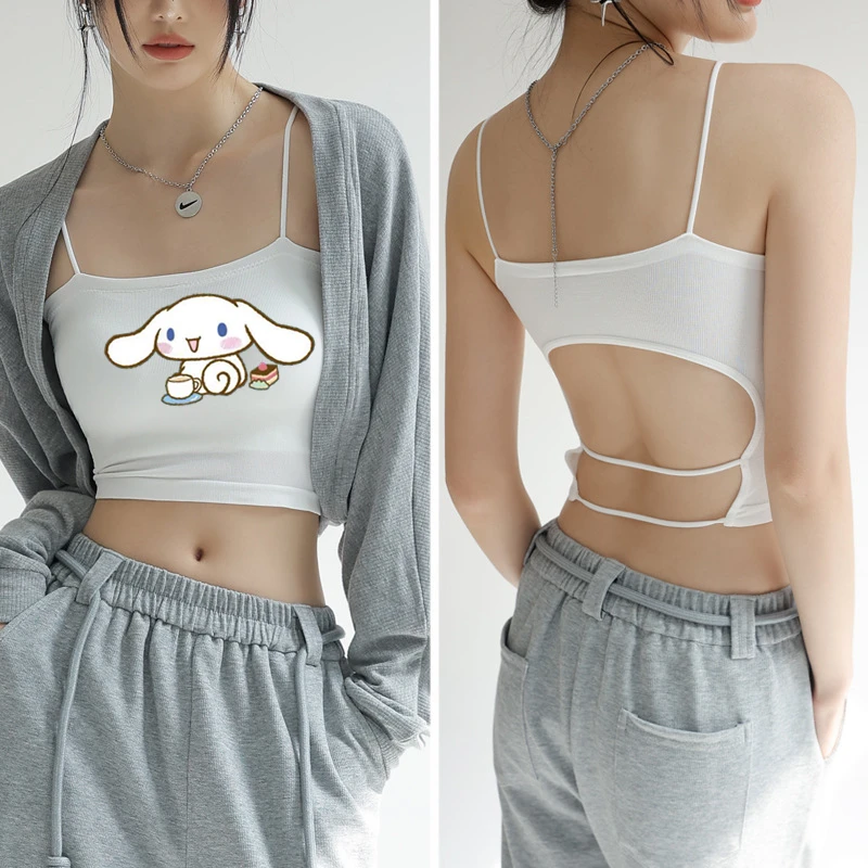 

Sanrios Hello Kittys Kuromi My Melody майка на бретельках Топ камзол аниме Cinnamoroll Бюстгальтер для девушек бесшовное нижнее белье Сексуальная майка подарок