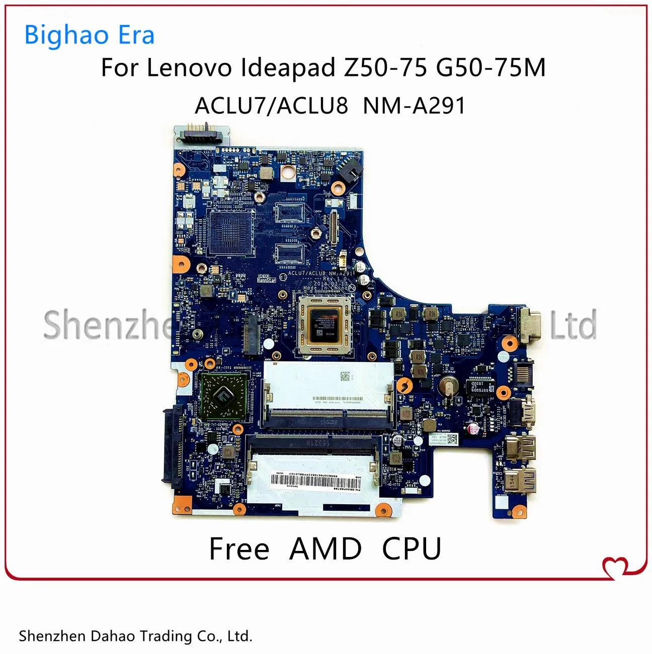 

ACLU7/ACLU8 NM-A291 For Lenovo Ideapad Z50-75 G50-75 G50-75M Laptop Motherboard With AMD CPU DDR3 100% Fully Tested