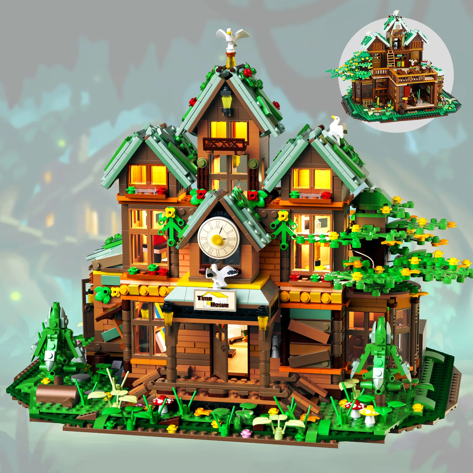 Фото Совместимый набор строительных блоков Lego, деревянный дом, светильники, лесной сад, мини-игрушки, подарки для детей, взрослых, мальчиков и девочек №4