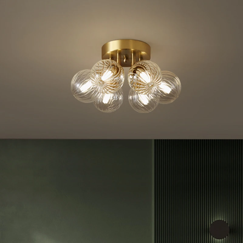 Vintage Ceiling Light Bedroom LED Home Decor Luxury Magic Bean Flower Glass lamp metal Restaurant Designer Ceiling Light