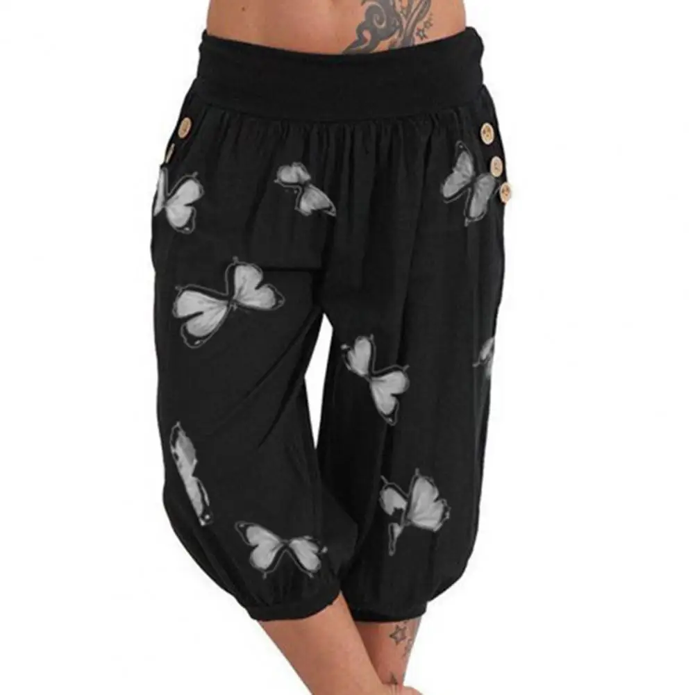 

Summer Capris Pants Women High Waist Harem Pants Streetwear Female Pocket Jogger Bottoms Print Trousers pantalones de mujer