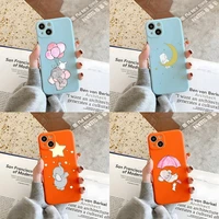 cartoon elephant phone case orange and blue for apple iphone 12pro 13 11 pro max mini xs x xr 7 8 6 6s plus se 2020 cover