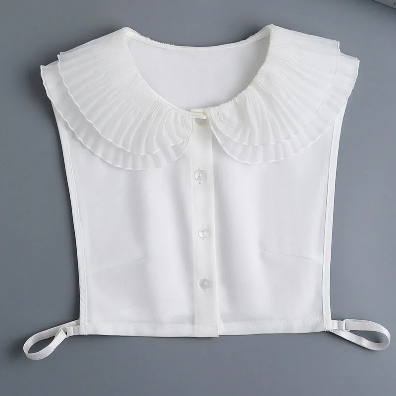 

Корейский милый воротник с лацканами для женщин, женская блузка с полурукавом, хлопковый белый топ с ложным воротником
