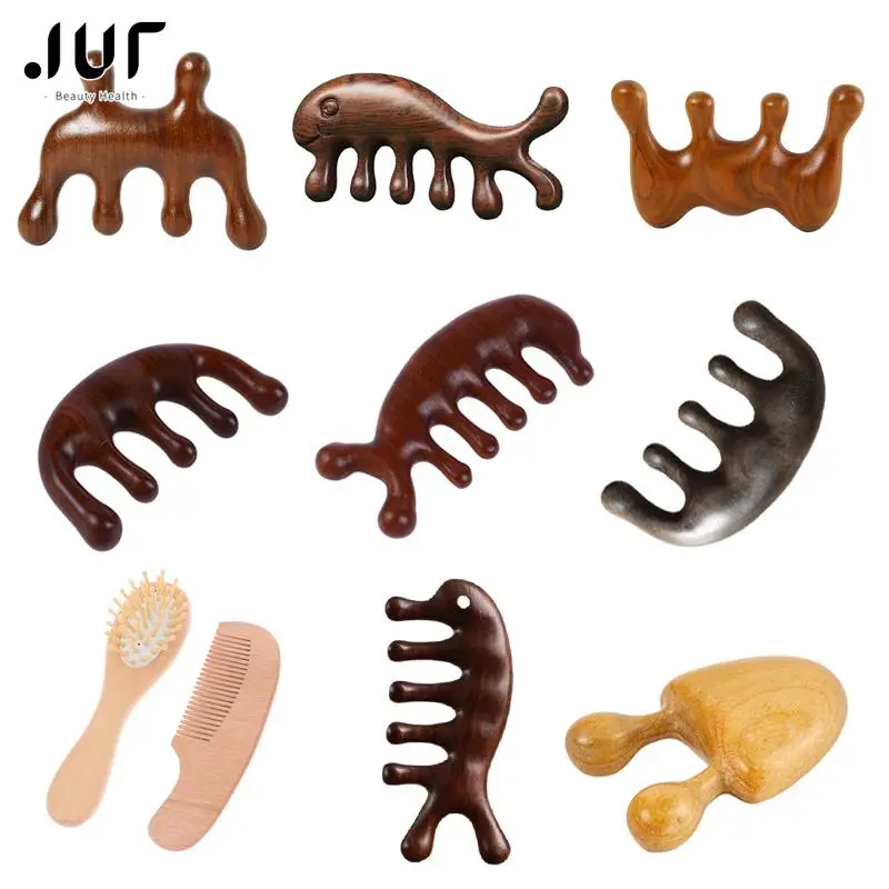 

Meridian Massage Comb Five-Tooth Handleless Wooden Point Acupuncture Head Comb Wide-Tooth Sandalwood Comb Massage Head