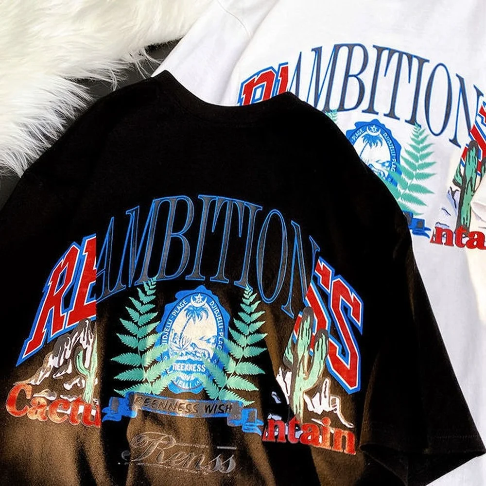 

Корейский тренд, уличная одежда, винтажные футболки с буквенным креативным графическим рисунком, топы большого размера для пар, 2022, летние х...