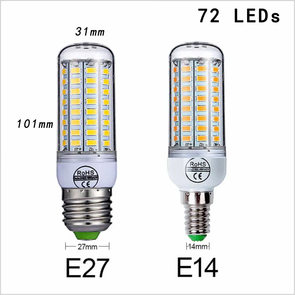 LED Lamp E27 E14 LED Bulb SMD5730 AC 220V Corn Bulb 24 36 48 56 69 72LEDs Chandelier Candle LED Light For Home Light