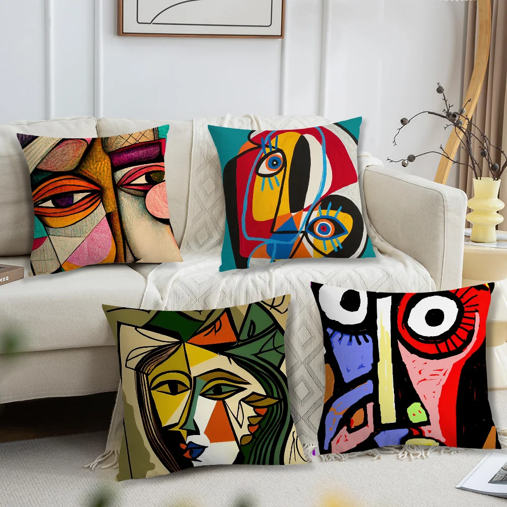 Painter Artists Pablo Ruiz P-Picasso Pillow Case Living Room Accent Couch Back Support Square Lounge Restful Nap Companion ﻿