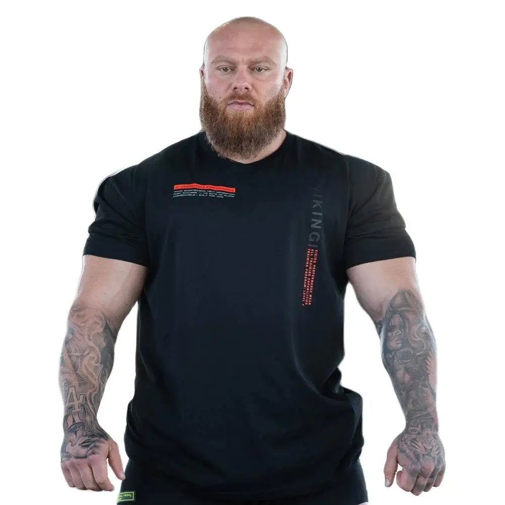 

Kaus Katun Cetak Hitam Kaus Lengan Pendek Kasual Pria Atasan Kebugaran Gym 2023 Pakaian Latihan Binaraga Musim Panas Pria