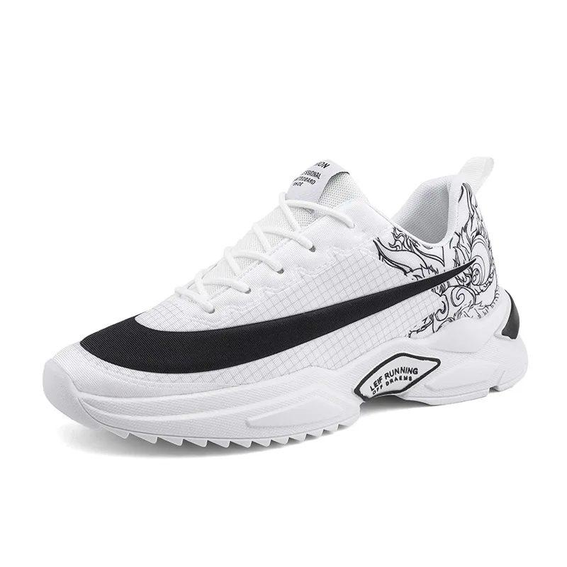 New Men's Sneakers Thick-soled Flying Woven Mesh Casual Sport Shoes Students Comfortable Youth Trend Tennis Male Running Shoes