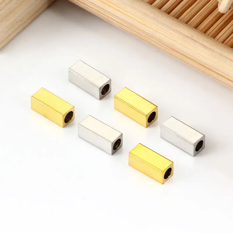 

Золотые Квадратные трубки-коннекторы для изготовления ювелирных изделий своими руками, незакрепленные бусины, браслеты, разделители, буси...