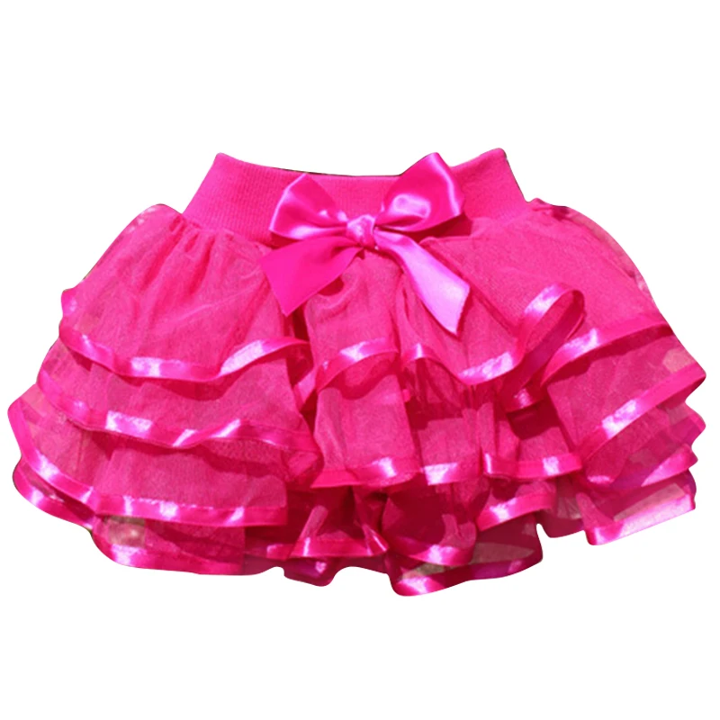 Baby Girls Fluffy Skirt 2-10 Years Pettiskirt Solid 4 Layers Tutu Mini Skirts Girl Dance Skirt Clothes Christmas Tulle Petticoat