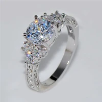 fashion wedding women ring simple finger rings white cubic zirconia stones understated delicate female engagement jewelry
