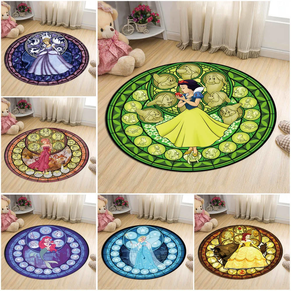 

Cartoon Round Rug Non-slip Soft Floor Carpet Anime Kingdom Hearts Living Room Rugs Children Play Mats Bedroom Carpet Home Decor