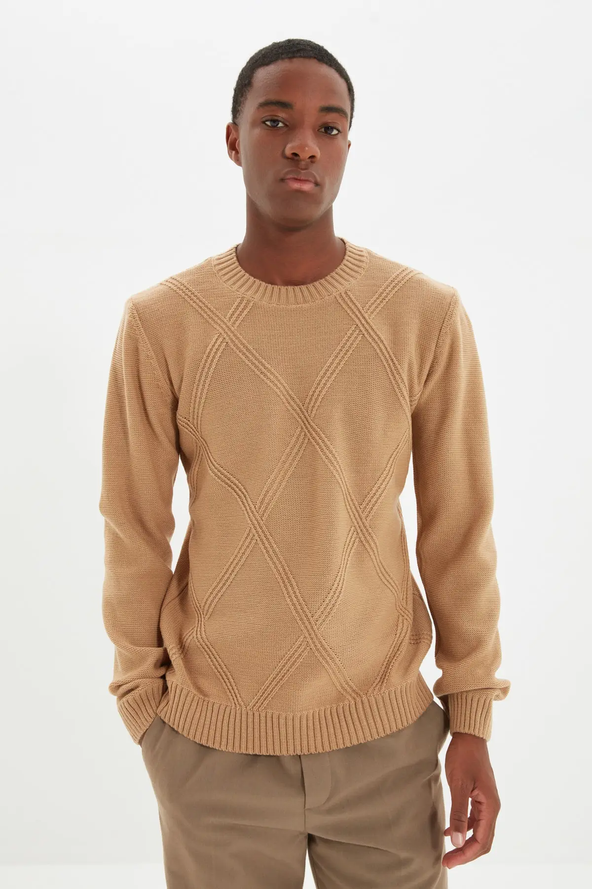 

Trendyol Male Slim Fit Bike Collar Jacquard Sweater TMNAW22KZ0579