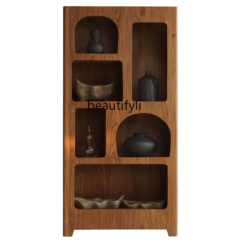 

yj Small Plaid Tea Set Storage Old Elm Antique Rack Zhenbao Pavilion Solid Wood Antique Shelf