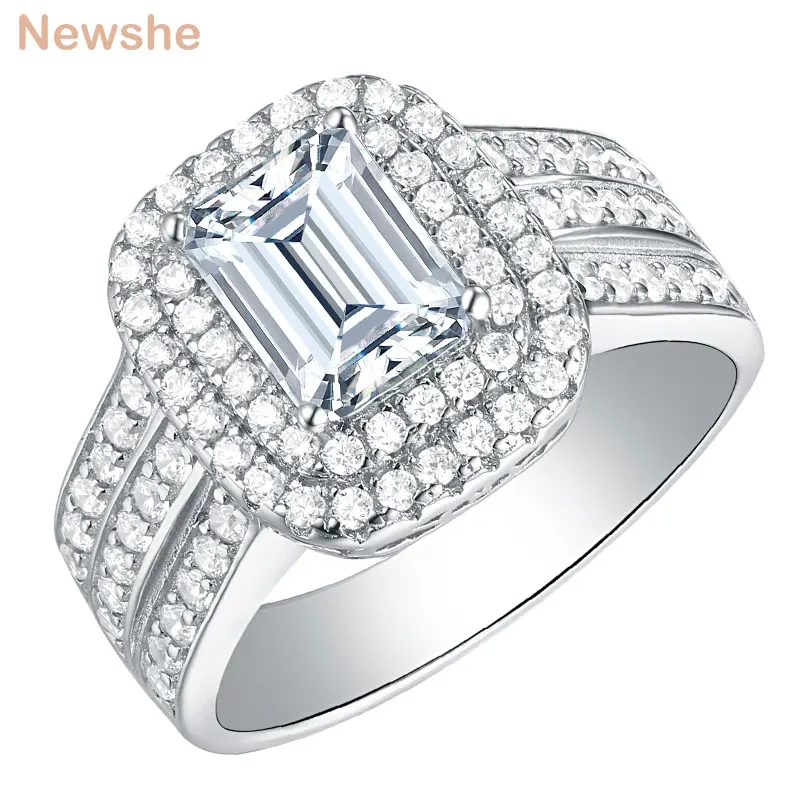 

Женское Обручальное Кольцо Newshe, однотонное обручальное кольцо из стерлингового серебра 925 пробы, классическое ювелирное изделие, 1,8 карат, о...