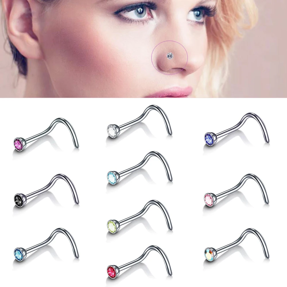

10pcs Punk Style Piercing Kit Nose Lip Body Jewelry For Men Women Stainless Steel Minimalist Nose Studs