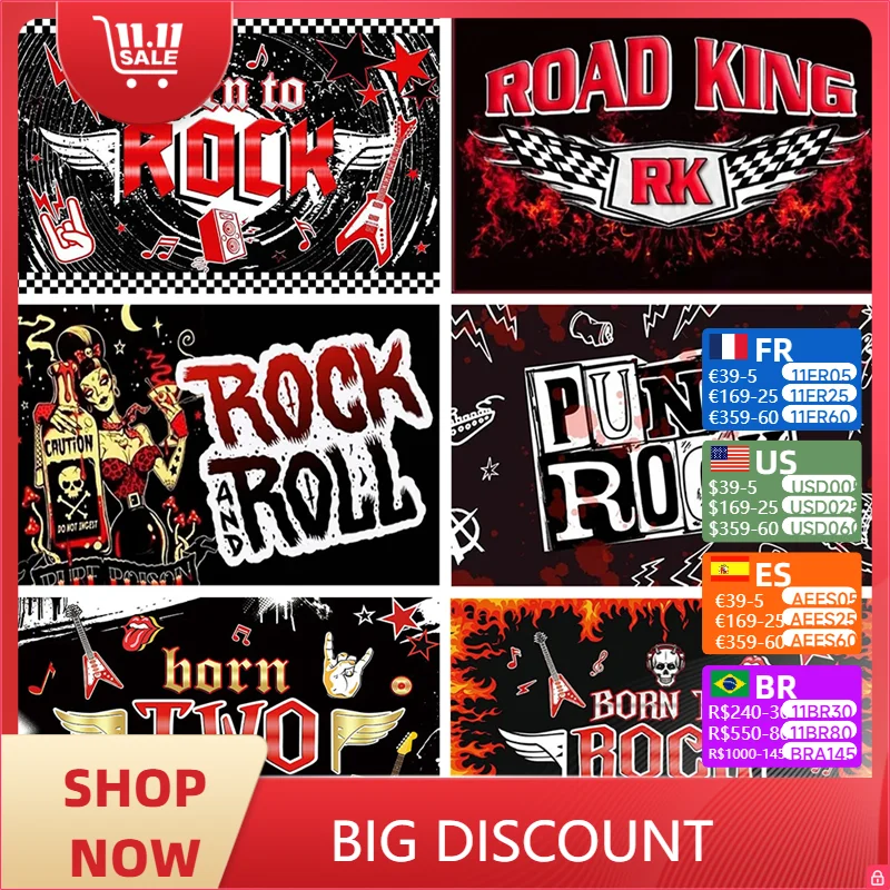 Тематический фон с изображением родов и музыки огненная гитара фотографический