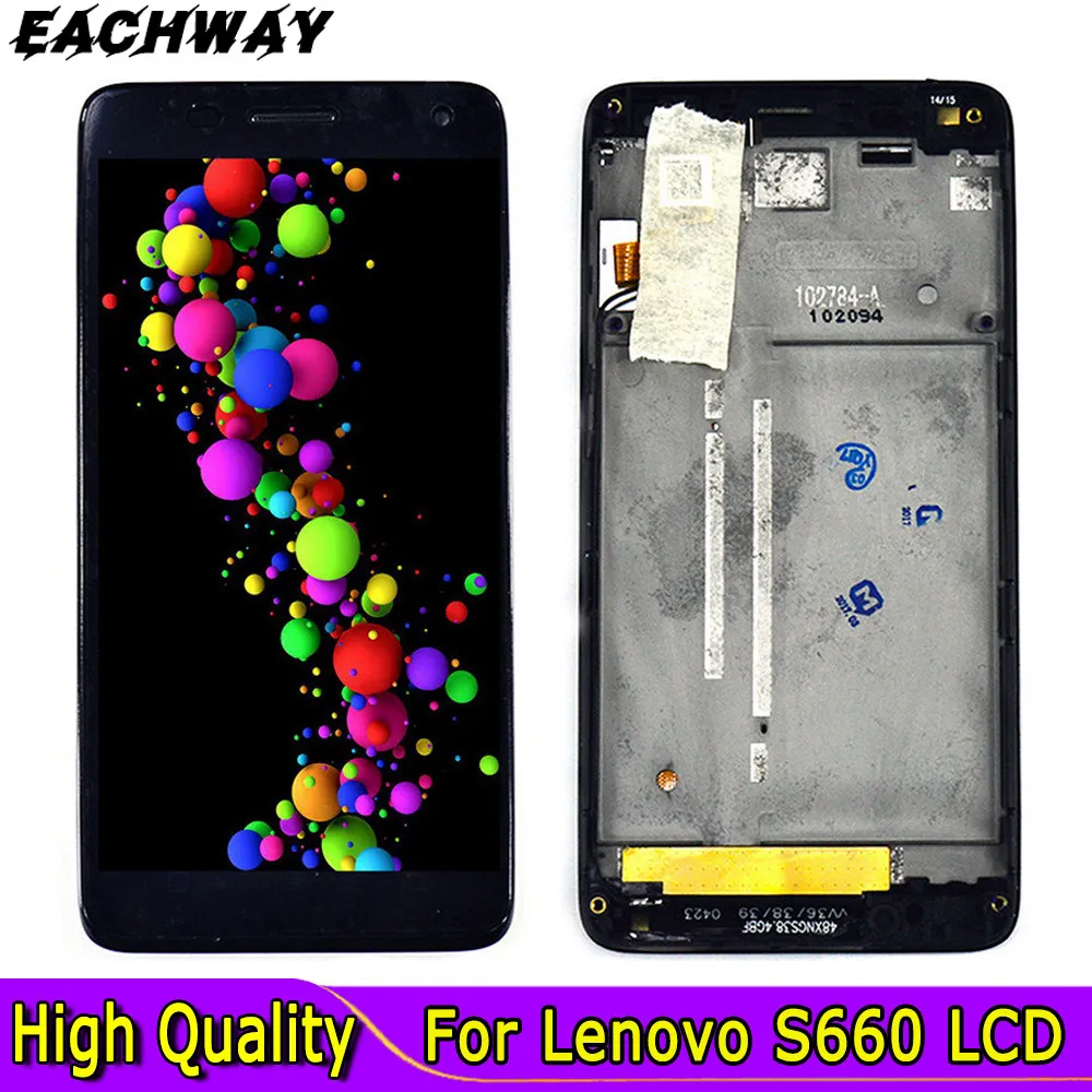 ЖК-дисплей Lenovo S660 с сенсорным экраном и дигитайзером в сборе, протестированная панель с рамкой, запасные части, дисплей Lenovo S660 4,7 дюйма