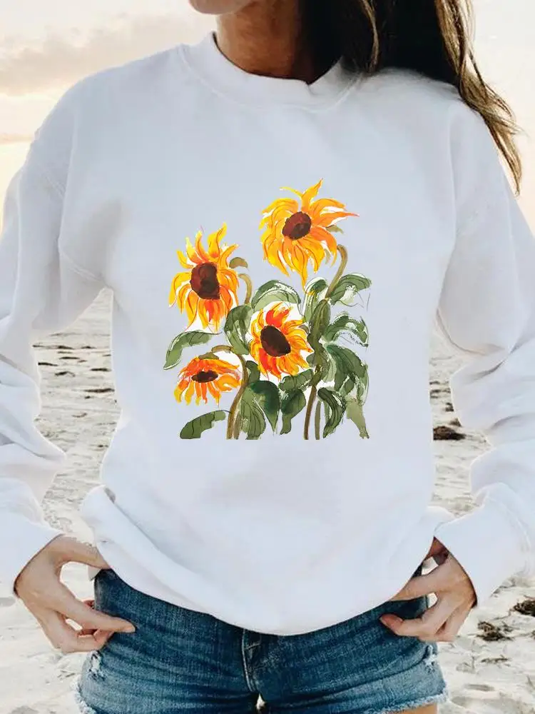 

Flower Sweet Trend 90s Style Women Print Female Clothing Fashion Casual Long Sleeve Pullovers Autumn Spring Graphic Sweatshirts