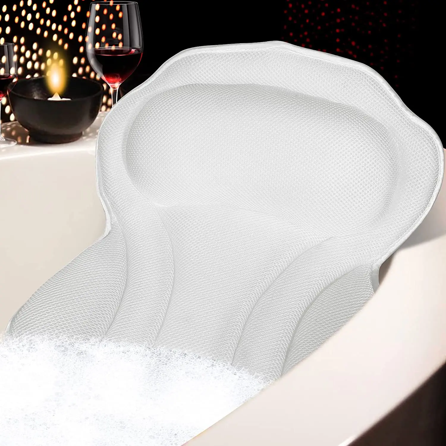 

SPA Non-Slip Bath Pillow with Suction Cups Bathtub Neck Back Support Headrest Pillow Thickened Home Hot Bath Cushion Accersory